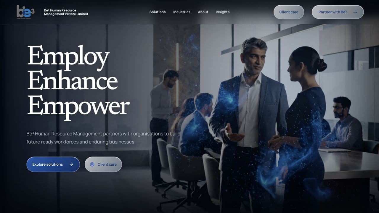 Be3 website screenshot